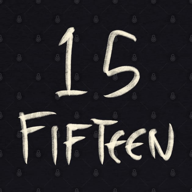 Hand Drawn Letter Number 15 Fifteen by Saestu Mbathi